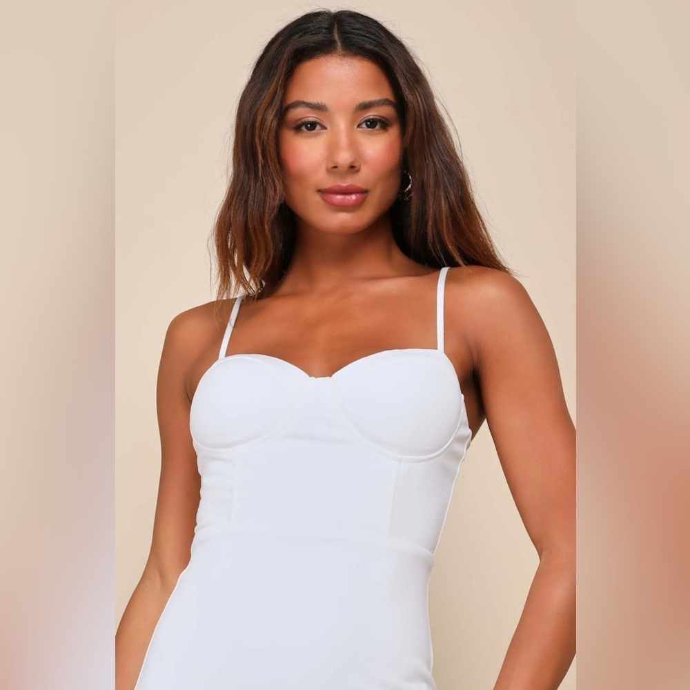 Lulus Passion for Glamour White Sleeveless Bustier Feather
Midi Dress - Picture 3 of 5